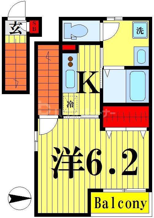 グレースハイム(1K/2階)の間取り写真