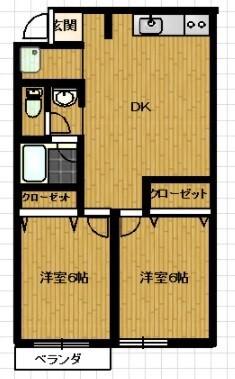 GFT連取(2DK/1階)の間取り写真