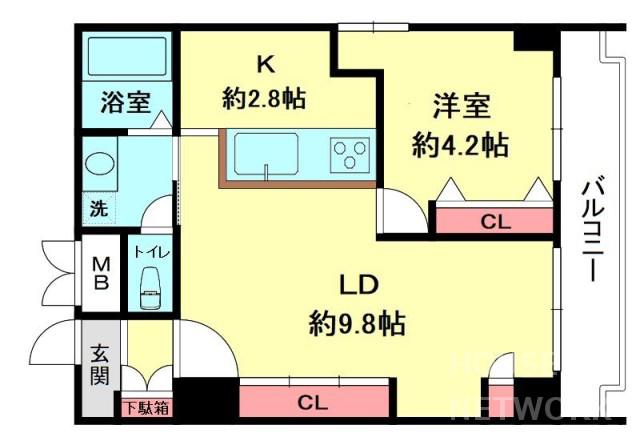 ベルク烏丸(1LDK/5階)の間取り写真