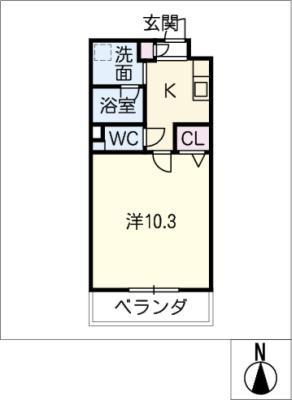ゼフォール東海(1K/3階)の間取り写真