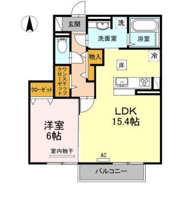 リュクレールA(1LDK/1階)の間取り写真