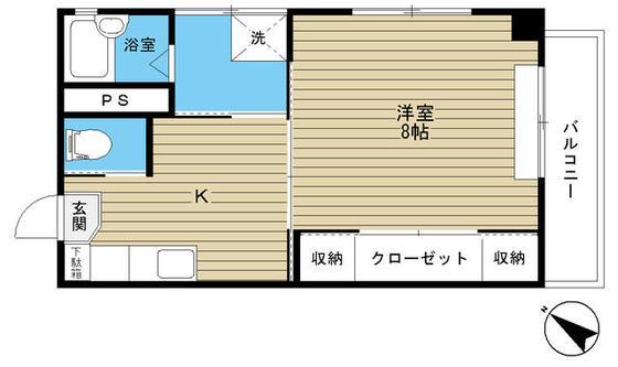東興ビル(1K/2階)の間取り写真