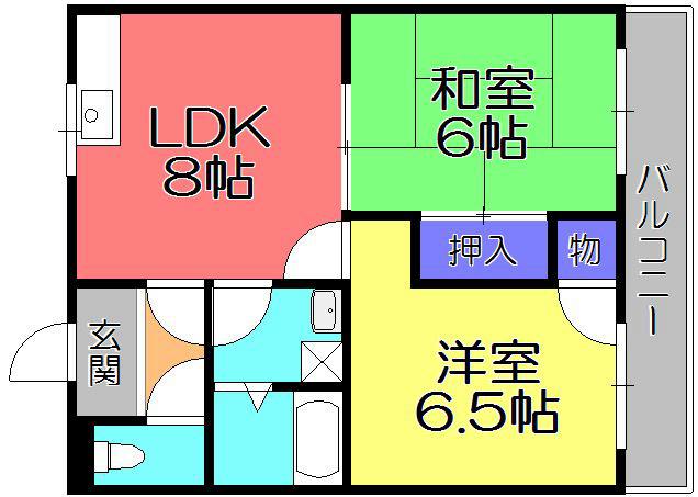 ヴィラサンシャワー(2DK/3階)の間取り写真