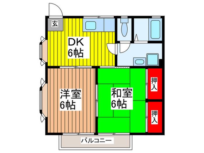 ポピーハイツ(2DK/2階)の間取り写真