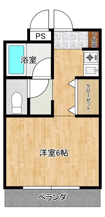 ヒルサイド浜乃木(ワンルーム/3階)の間取り写真