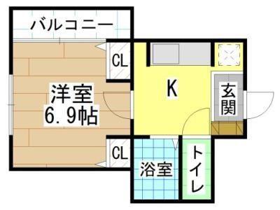 藤本ビルNO.25(1K/2階)の間取り写真