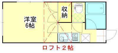 ヴィラージュU八橋(1K/2階)の間取り写真