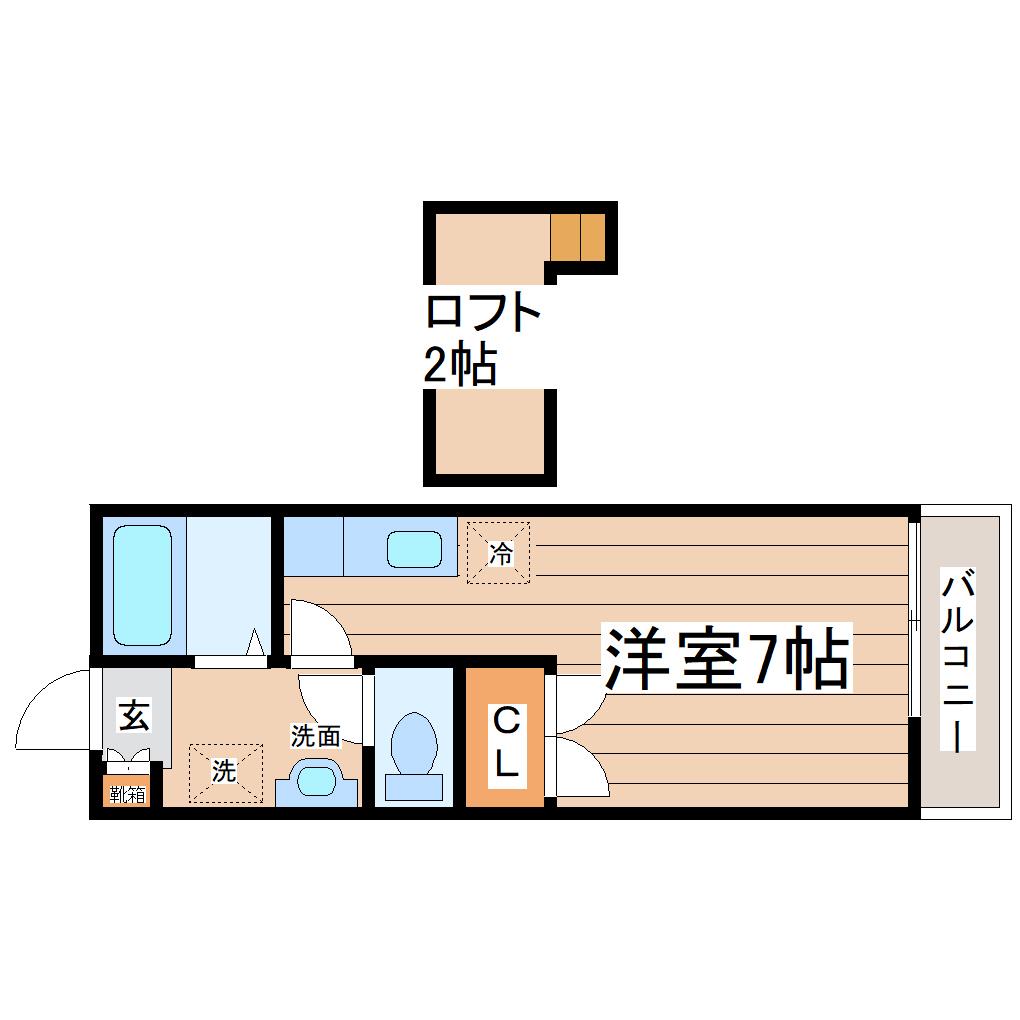 パレットルーム松が丘(1K/1階)の間取り写真