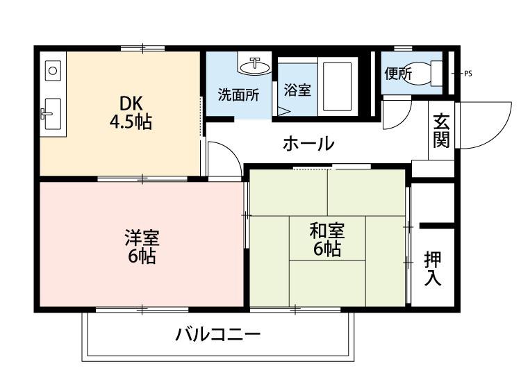 カーム須磨(2DK/2階)の間取り写真