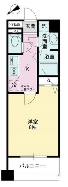 POWERHOUSE/TIII(1K/8階)の間取り写真