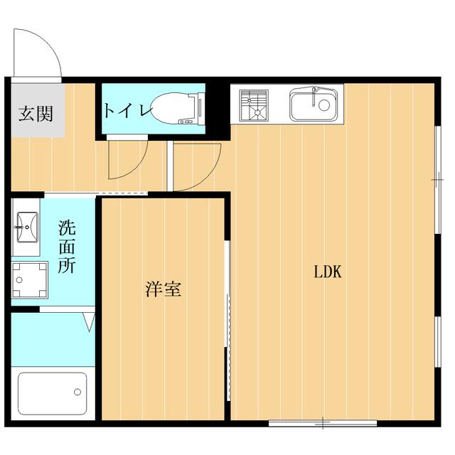 島町1丁目アパート(1LDK/1階)の間取り写真
