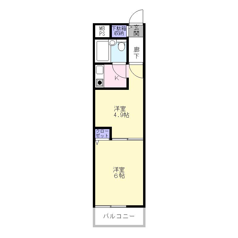 ライオンズマンション船橋第7(2K/2階)の間取り写真