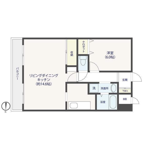 リレント谷塚(1LDK/8階)の間取り写真