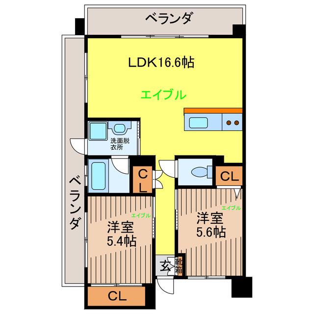 エコトピア南上原(2LDK/4階)の間取り写真