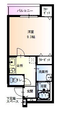 フジパレス河内花園V番館(1K/3階)の間取り写真