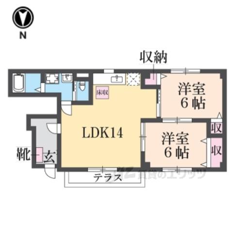 ヴィラ西明分(2LDK/1階)の間取り写真