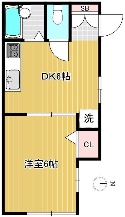 コーラル荻窪(1DK/2階)の間取り写真