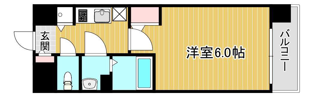 エスリード難波ザ・ゲート(1K/9階)の間取り写真