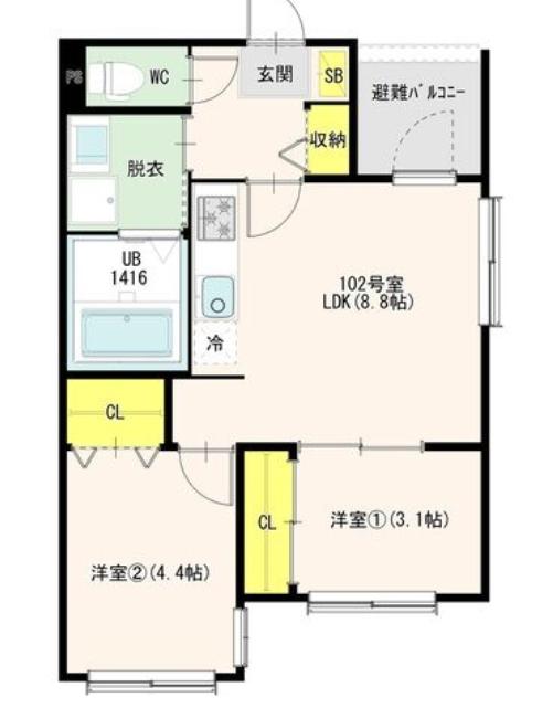 HT明円町(2LDK/2階)の間取り写真