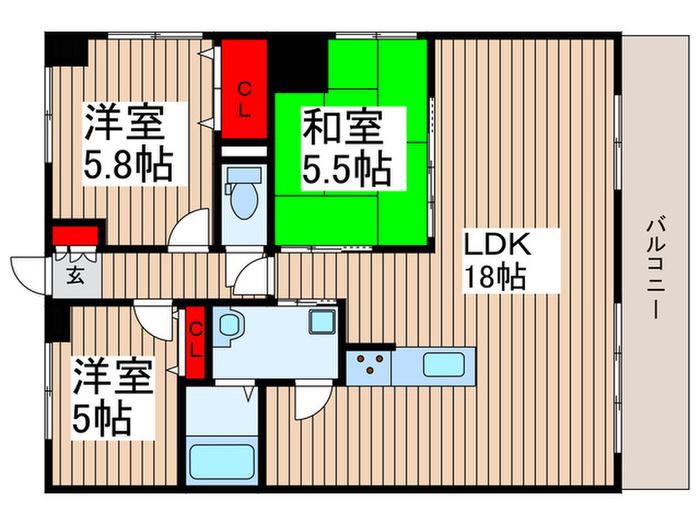 アドバンス東習志野(3LDK/2階)の間取り写真