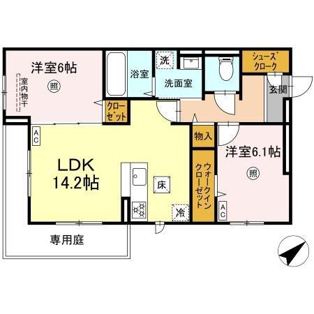 D-ROOMプラーナ(2LDK/1階)の間取り写真