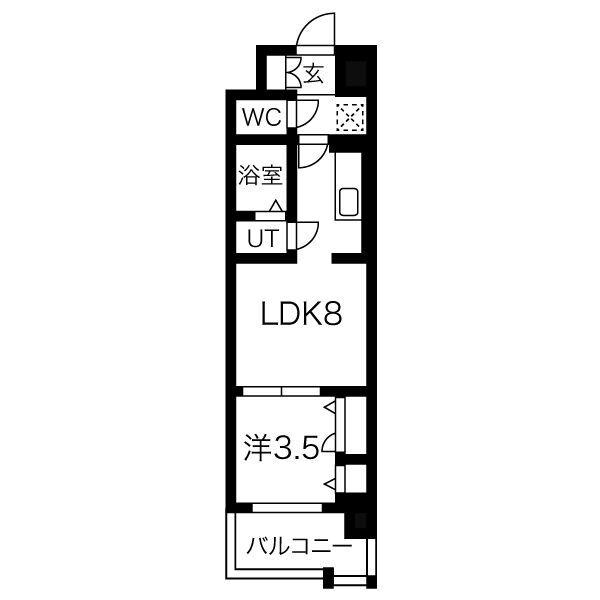 ファステート名古屋駅前アルティス(1LDK/6階)の間取り写真