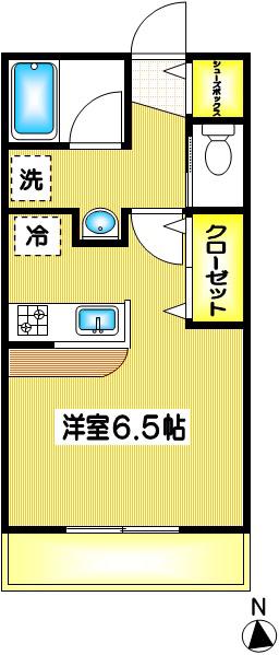 スプルースII(ワンルーム/1階)の間取り写真