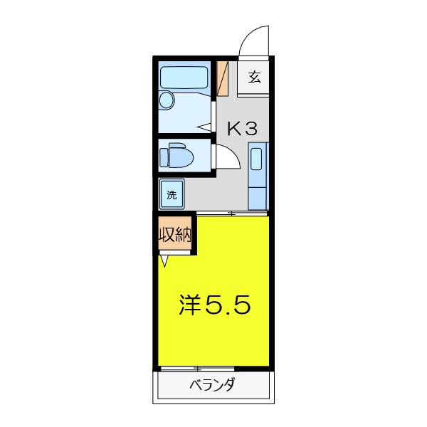 シティハイムカトレアB(1K/2階)の間取り写真