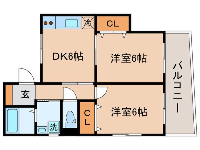 ボヌール動坂(2DK/1階)の間取り写真