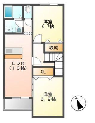 トライアンフC(1LDK/1階)の間取り写真