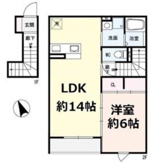 D-ROOM CHILL(1LDK/2階)の間取り写真