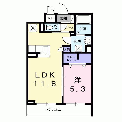 クレタ大山金井町(1LDK/2階)の間取り写真
