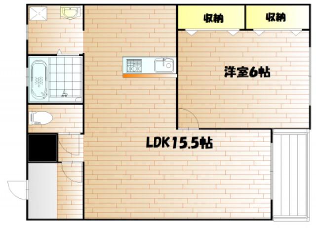 美和コーポ(1LDK/3階)の間取り写真