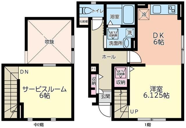 ベル・ロセアン(1SDK/1階)の間取り写真