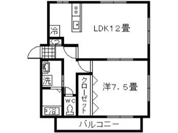 KMビル(1LDK/2階)の間取り写真