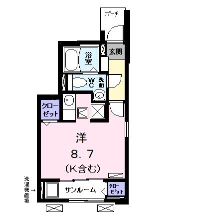 エテルノ・プラシード I(ワンルーム/1階)の間取り写真