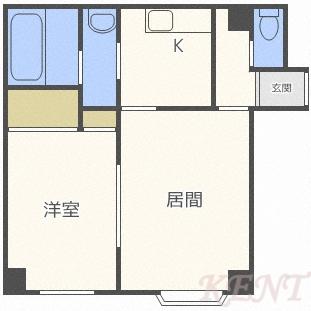 プレミエール24軒(1LDK/4階)の間取り写真