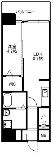 モダンパラッツォ天神北II(1LDK/6階)の間取り写真