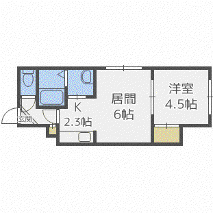 地下鉄東豊線 元町駅(札幌) 徒歩7分 3階建 築21年(1LDK/2階)の間取り写真