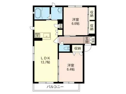 PARC VERT E館(2LDK/2階)の間取り写真