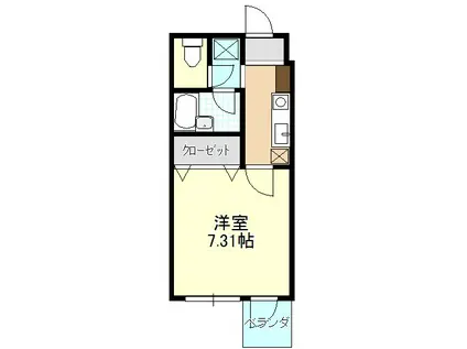 パル湘南台(1K/3階)の間取り写真