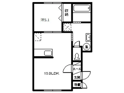 テクナス(1LDK/2階)の間取り写真