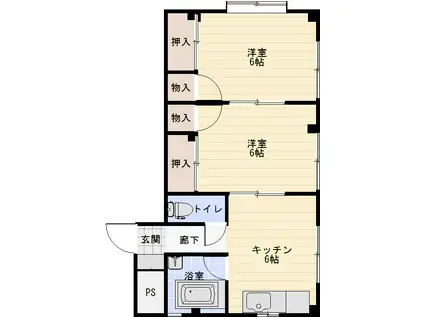 ムーンフォーレ(2DK/2階)の間取り写真