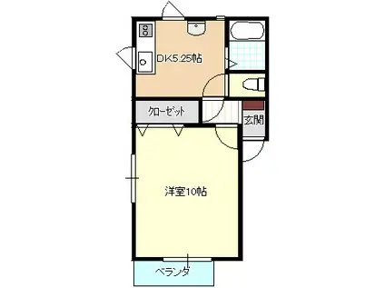 ハイブリッジハウス(1K/2階)の間取り写真