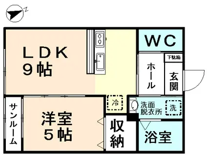 ブランネージュ(1LDK/1階)の間取り写真