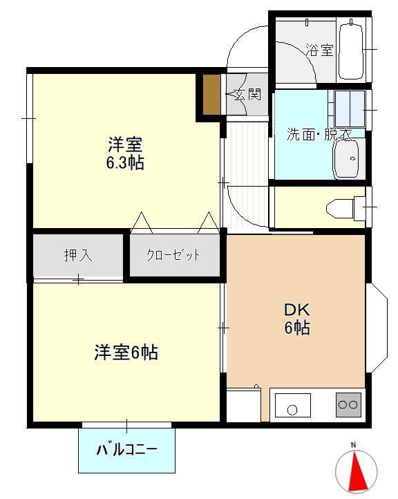 ファミールハイツ(2DK/2階)の間取り写真
