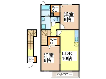 ガーデンハウスS・K II(2LDK/2階)の間取り写真