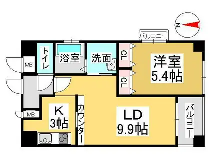 クレストシティ中井町(1LDK/2階)の間取り写真