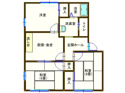 ラフォーレ常見3(3DK/2階)の間取り写真