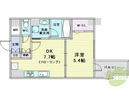 レジデンス西梅田(1DK/6階)の間取り写真
